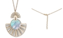 Macy's Mother-of-Pearl Two-Tone Fan Pendant Necklace in Sterling Silver & 14k Gold-Plate, 18" + 2" extender